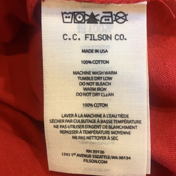 C.C. Filson Lightweight Outfitter T-Shirt , NEW RED - Picture 5 of 5